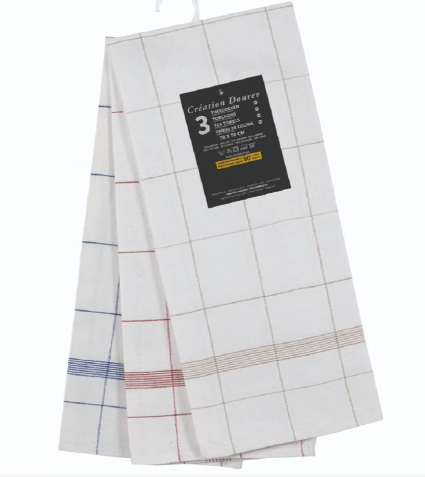 Lot de 3 torchons blabc à carreaux